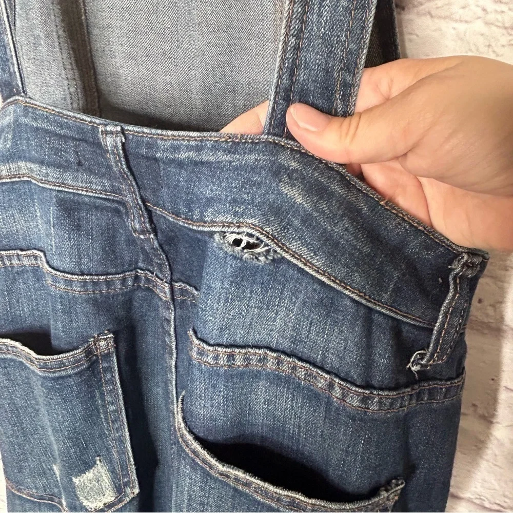 Free People Women's Sz 26 Distressed Backless Denim Overalls
